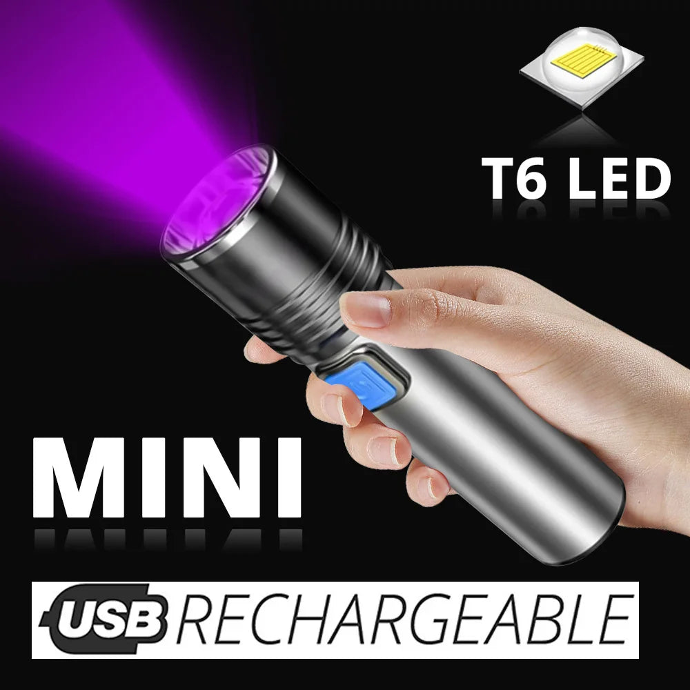 USB Rechargeable UV Flashlight Pet Urine Detection Resin Cured 395nm Zpaxo