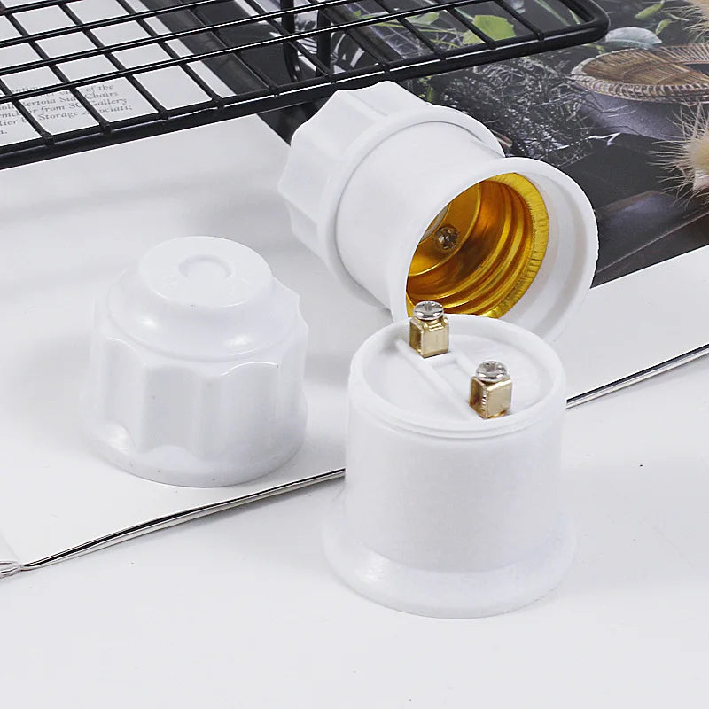 E27 Screw Lamp Holder – White & Gold Ceiling Bulb Socket Base Lamp Socket Base Zpaxo