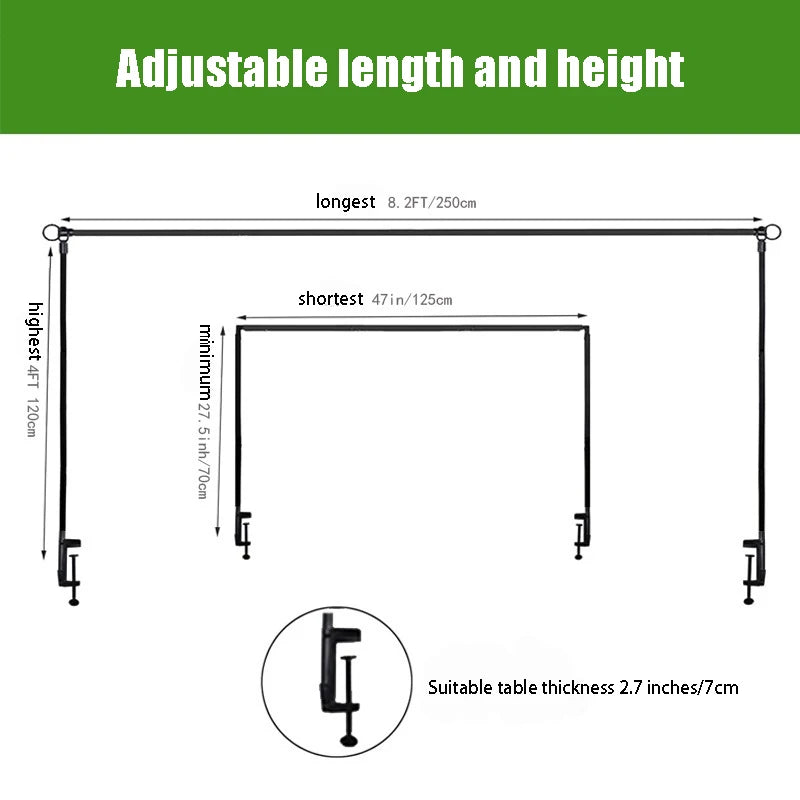 Over Table Rod Stand Clamps Adjustable Length Suitable Balloon Flower