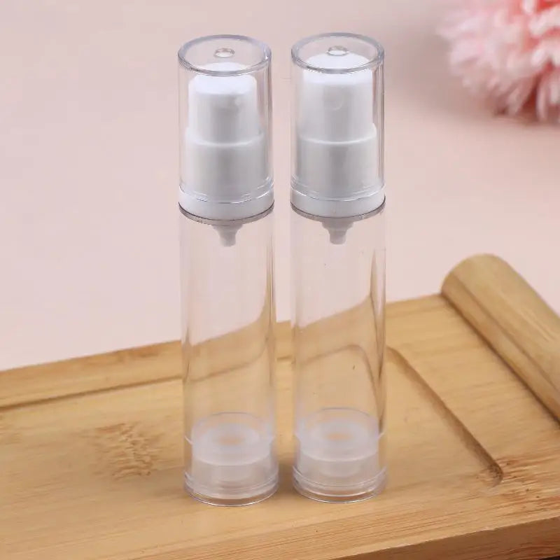 5 10 Clear Portable Refillable Bottles Empty Airless Pump Cosmetic Zpaxo