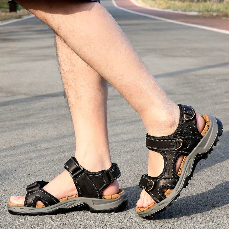 Summer Men Sandals Leather Mens Casual Shoes Outdoor Beach Roman Zpaxo
