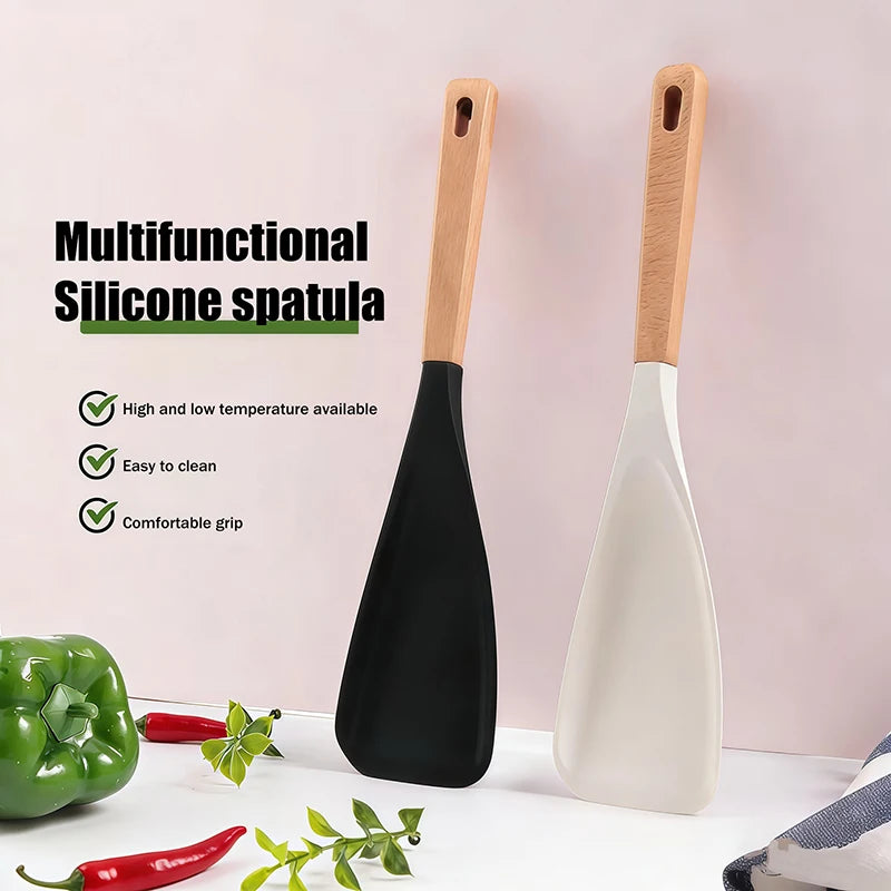 Multi-use Cooking Silicone Spatulas 1 Wooden Handle Non-stick Zpaxo