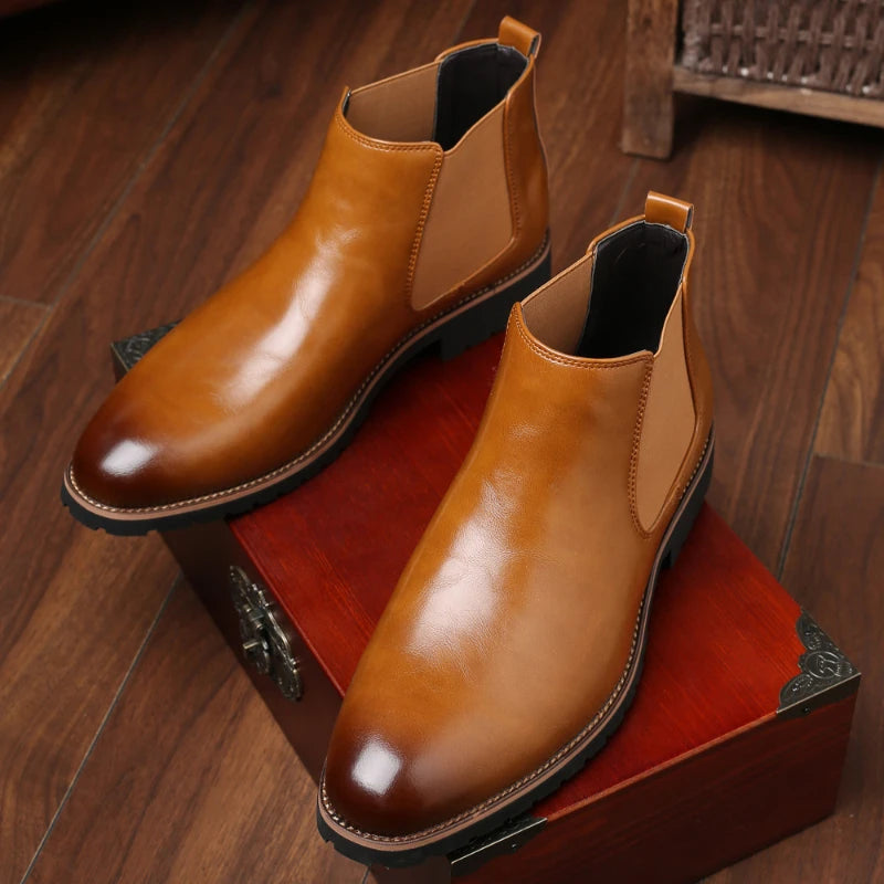 Brown Burnished Leather Lace Up Chunky Sole Formal Business Office Zpaxo
