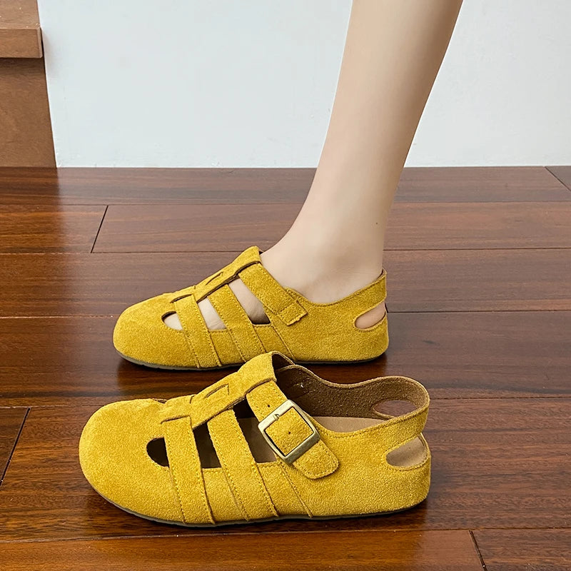 Casual Women's Round Toe Closed Hollow Out Breathable Anti Slip Zpaxo YELLOW 40