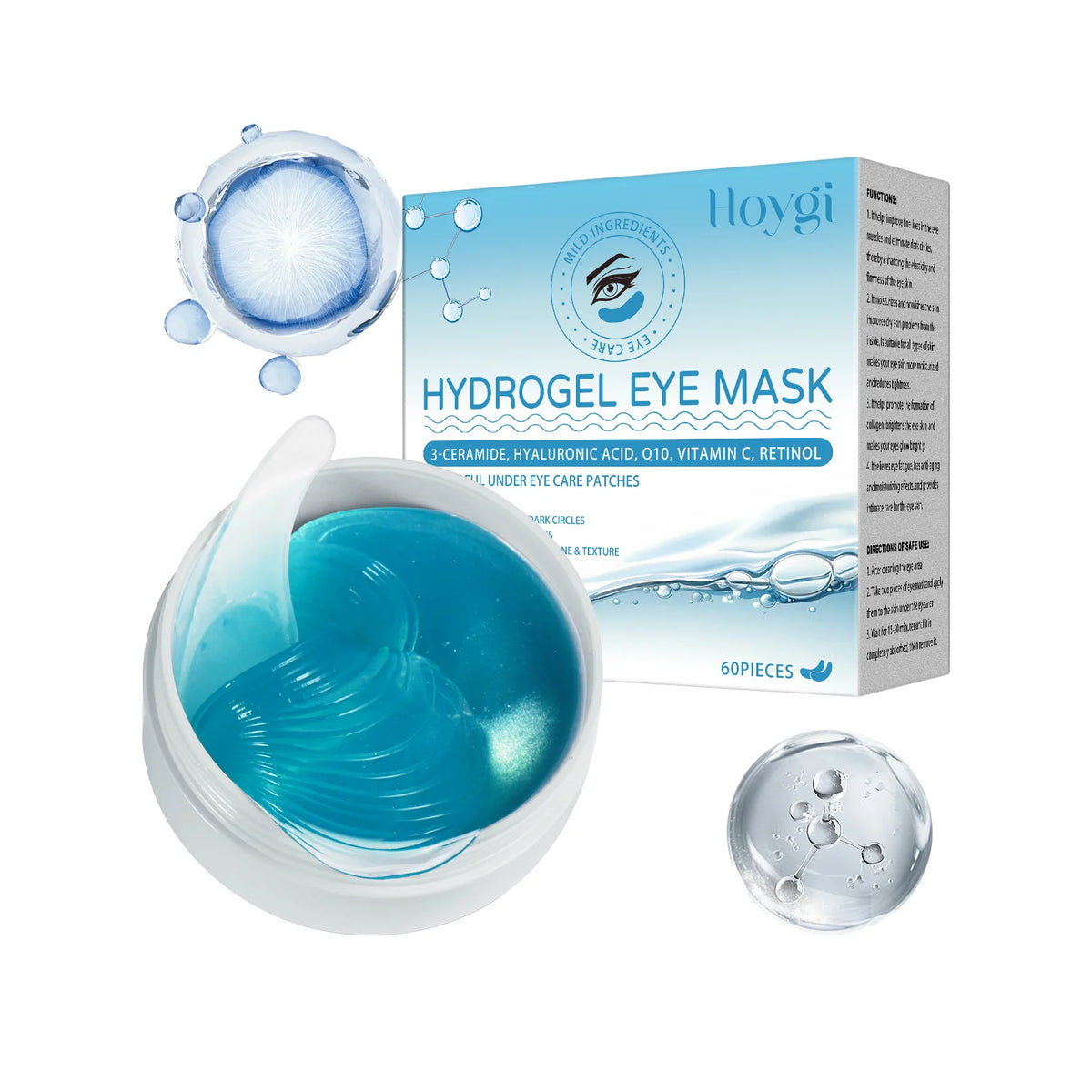 Eye Patches Dark Circles Puffiness with Hydrating Gel Technology Soothing Fine Lines Care for Sensitive Dry Skin Women 60 Pcs Zpaxo 1BOX(60PCS)