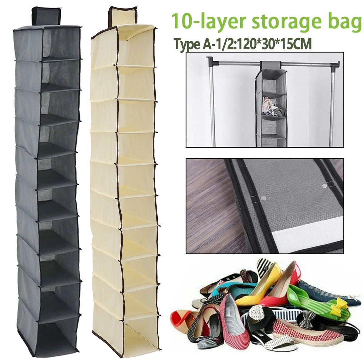 Multi Layer Hanging Bag Drawer Box Storage Universal Wardrobe Cloth Underwear Organizer Hanger Bag Household Supplies Shoe Rack Zpaxo