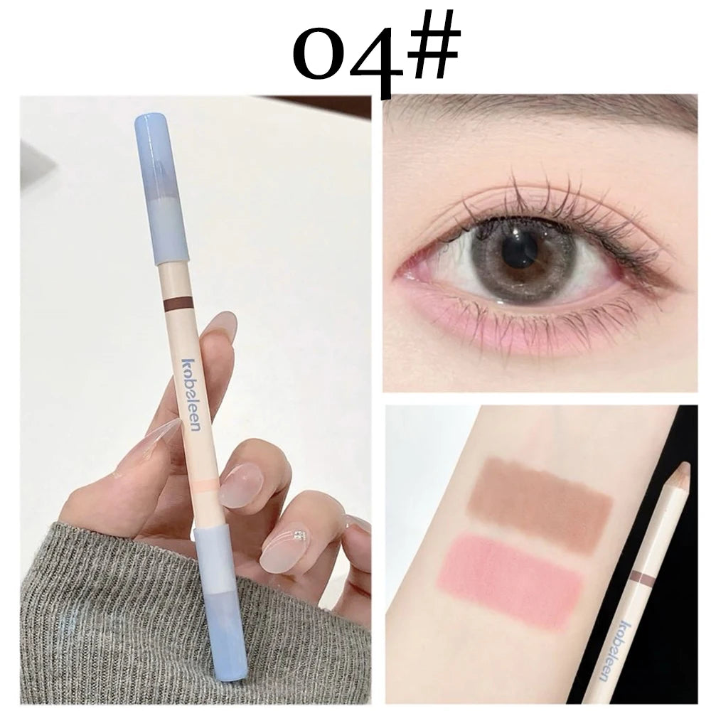 Dual-Ended Aegyosal & Highlighter Pencil Nude Pink Brighten Waterproof Lying Silkworm Pencil for Under Eye Shadow Makeup ﻿Stick Zpaxo 04