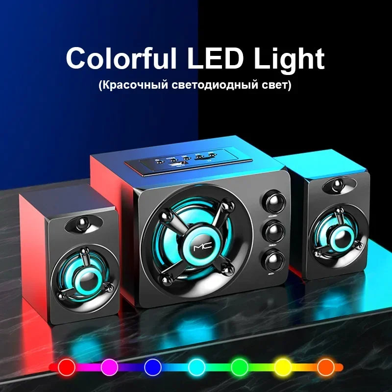 HIFI 3D Stereo Speakers Colorful LED Heavy Light AUX USB Wired Wireless Bluetooth Audio Home Theater Surround Sound Bar TV Zpaxo