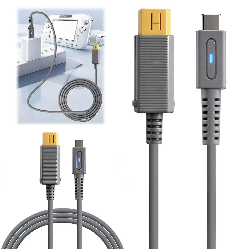 USB-C 45W PD Power Cable for Nintendo Wii U – 1.8m Cord Gaming Power Cable Zpaxo 2PCS