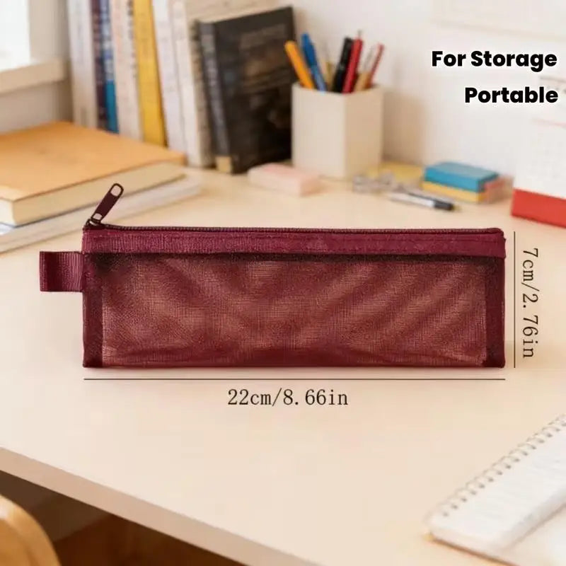 3pcs Nylon Makeup Brush Bags – Transparent Mesh, Large Capacity for Lipsticks, Eyebrow Pencils & Brushes Zpaxo