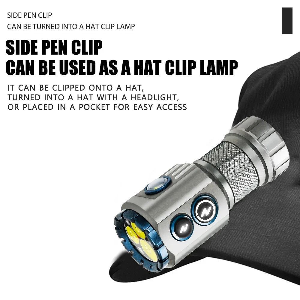 KDULIT 2000LM EDC Flashlight – Type-C Rechargeable RGB LED Torch