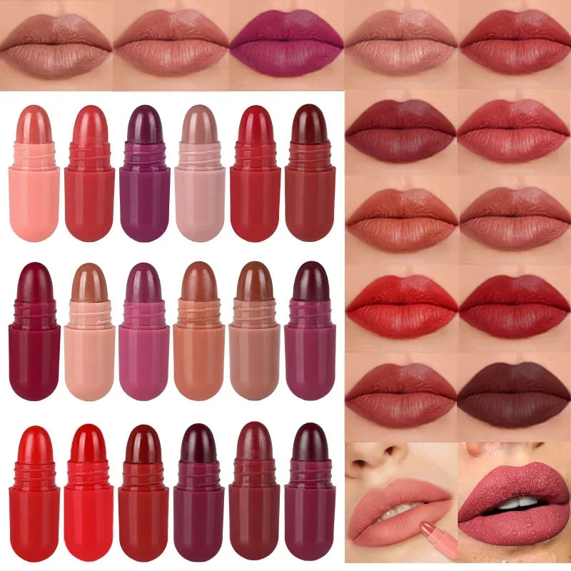 Portable Capsule Lipstick Set - 18Pcs Mini Waterproof Matte Lipsticks Zpaxo