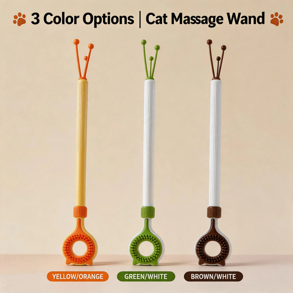 3-in-1 Cat Grooming Brush & Teaser Wand – Dual-Sided