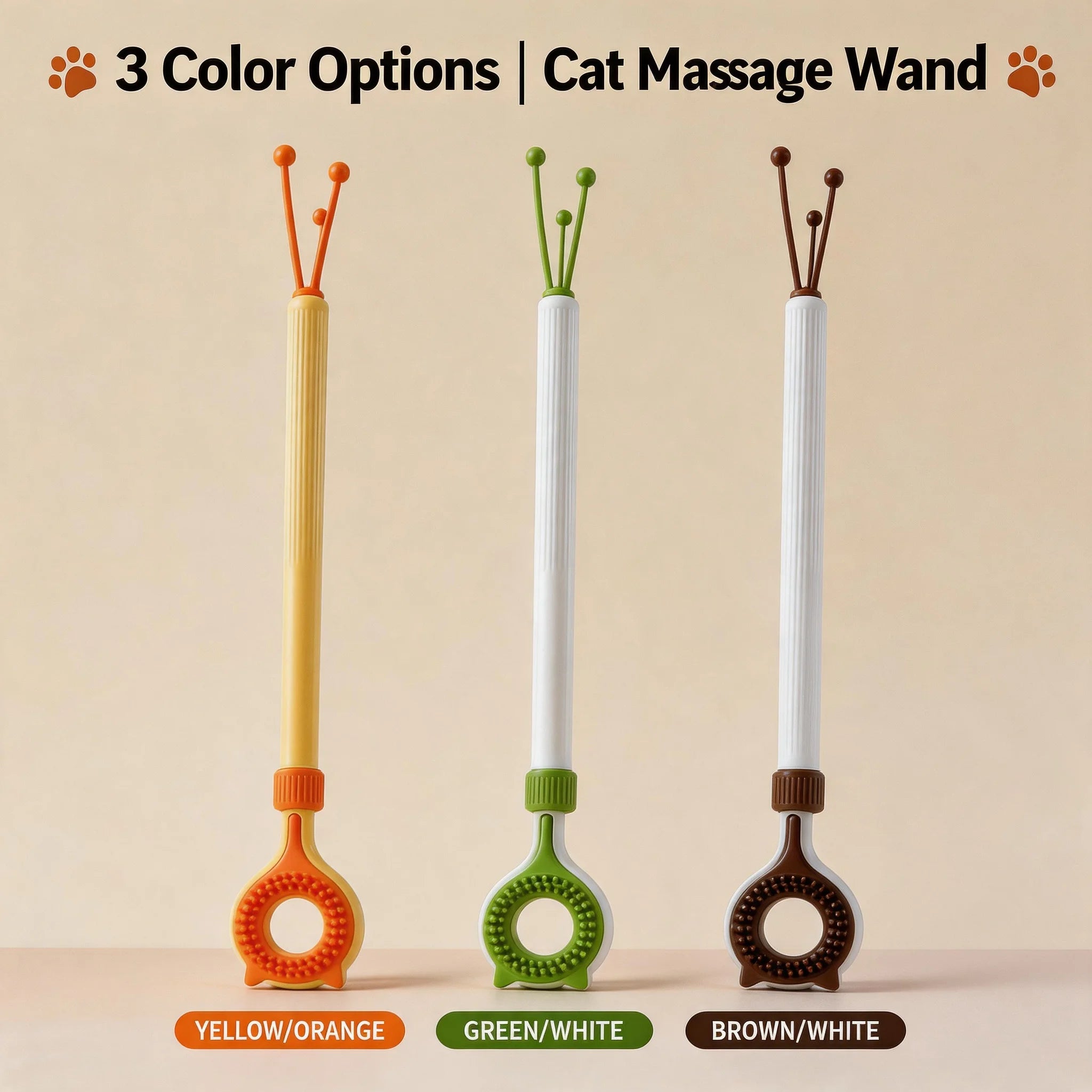 3-in-1 Cat Grooming Brush & Teaser Wand – Dual-Sided