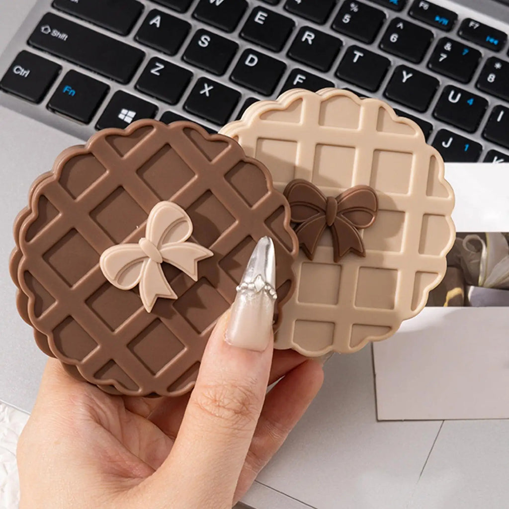 Purse Mirror Waffle Pattern Pocket Makeup Mirrors Round Cosmetic Accessories for Checking Appearance Hair Styling Outdoor Zpaxo