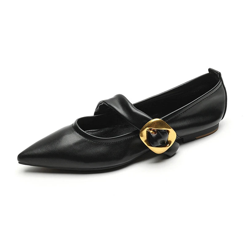 Women French Pointed Toe Flat Mary Jane Shoes One Strap Shallow Mouth Zpaxo 2023-26 Black 39 China Mainland