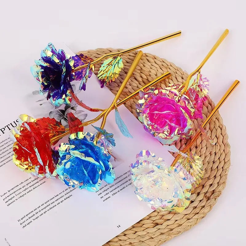 Artificial Flower Foil Rose Simulation DIY Golden Plated Love Party Zpaxo Mixed color 10pcs