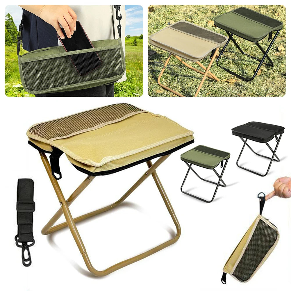 Foldable Backpack Stool Portable Folding Stool With Carry Bag Lightweight Mini Easy Carry Outdoor Chair For Travel Picnics Zpaxo