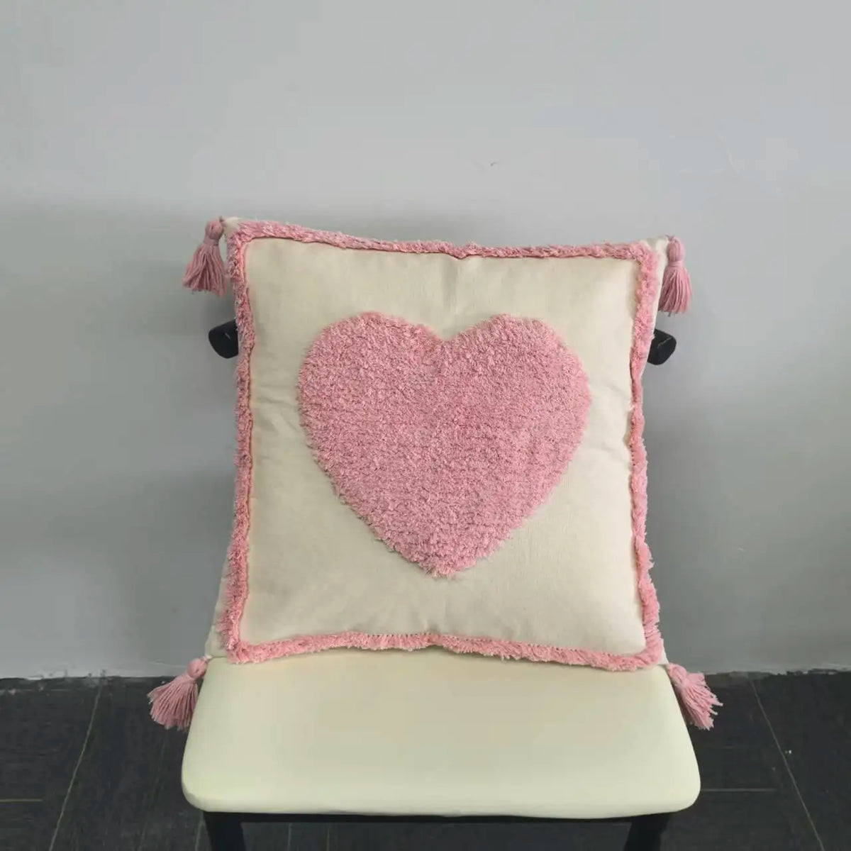 Canvas Tufting Pillow Cover Sofa Decoration Xmas Home Chair Cushion Zpaxo Heart tassel 45x45 See below for size descriptions