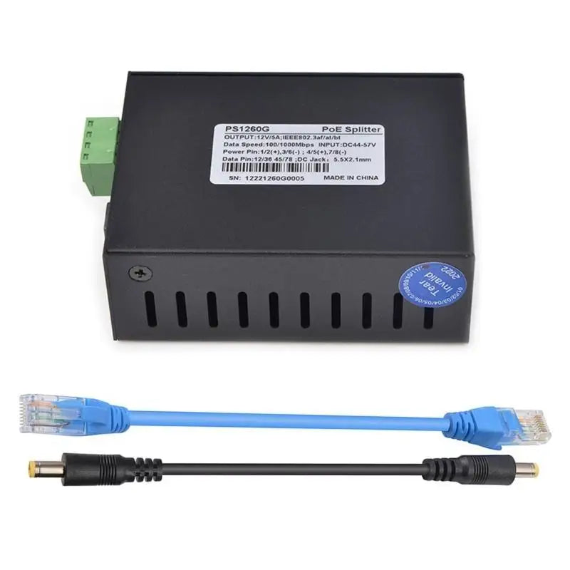 652F POE Separator Splitter Metal Case 12V 5A 10 100 1000Mbps RJ45 Zpaxo