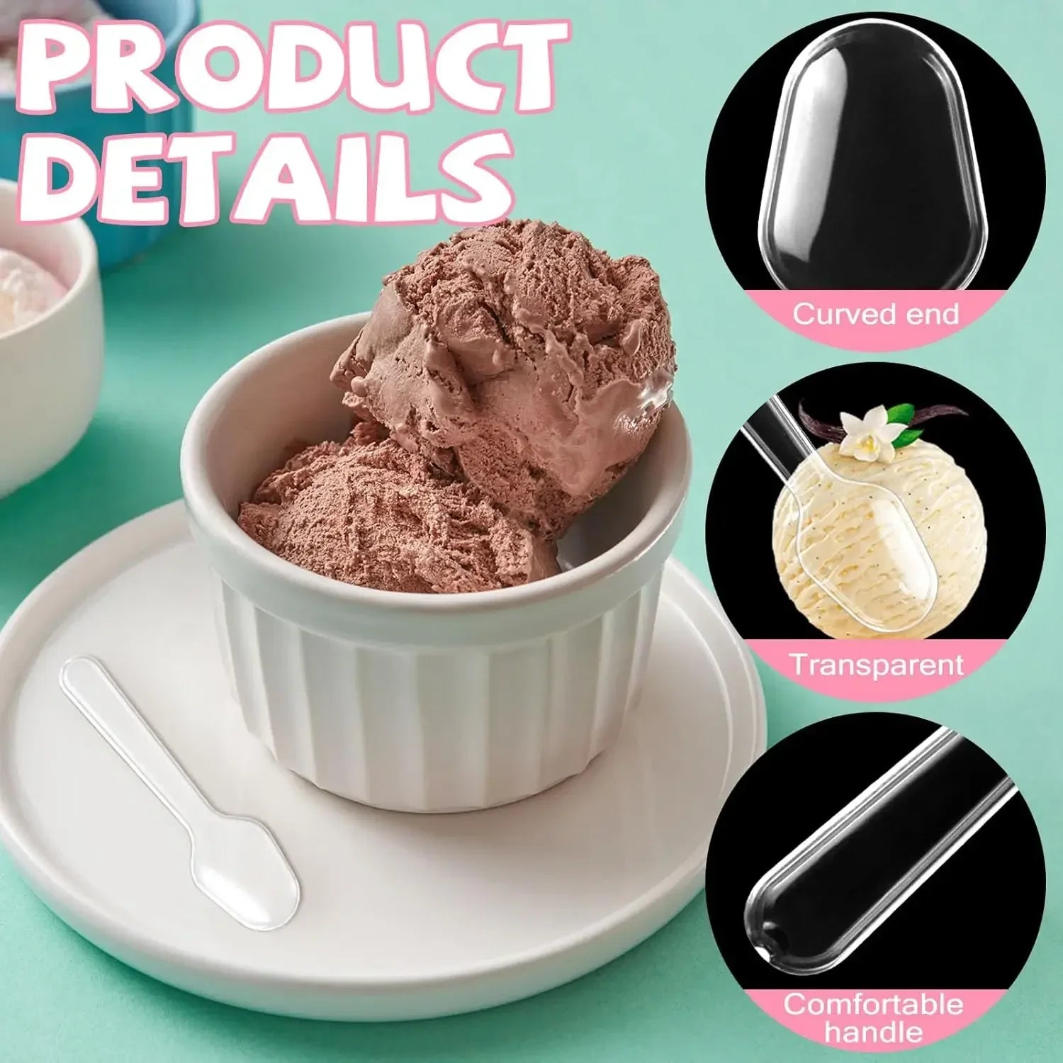 Mini Ice Cream Spoon Disposable Dessert Spoons Wedding Party
