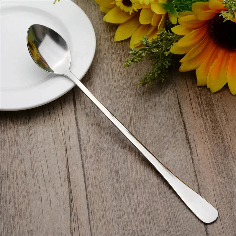 Durable Long Handled Stainless Steel Coffee Spoon Ice Cream Dessert