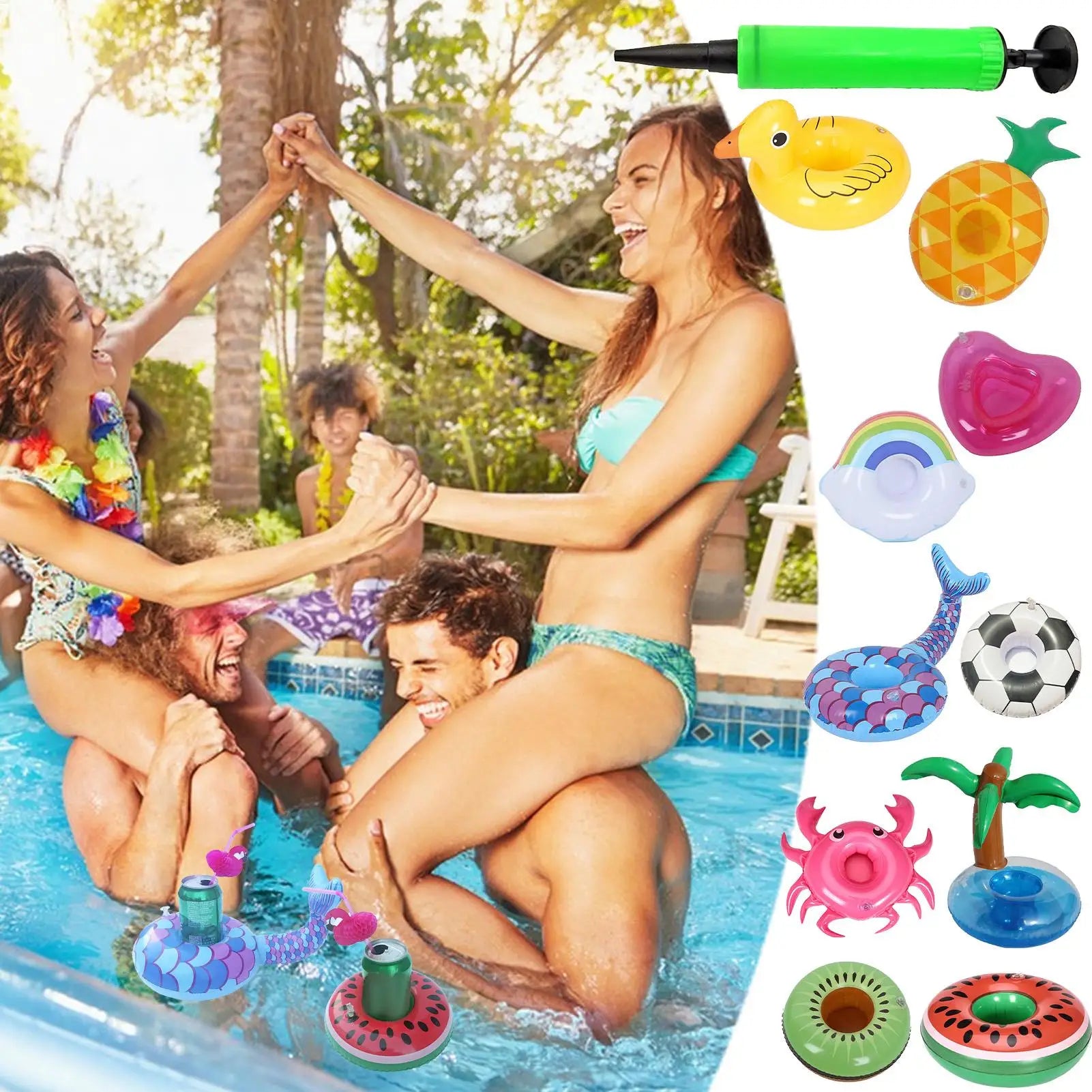 Inflatable Drink Holder Floating Cup Tray Pineapple Flamingo Beverage