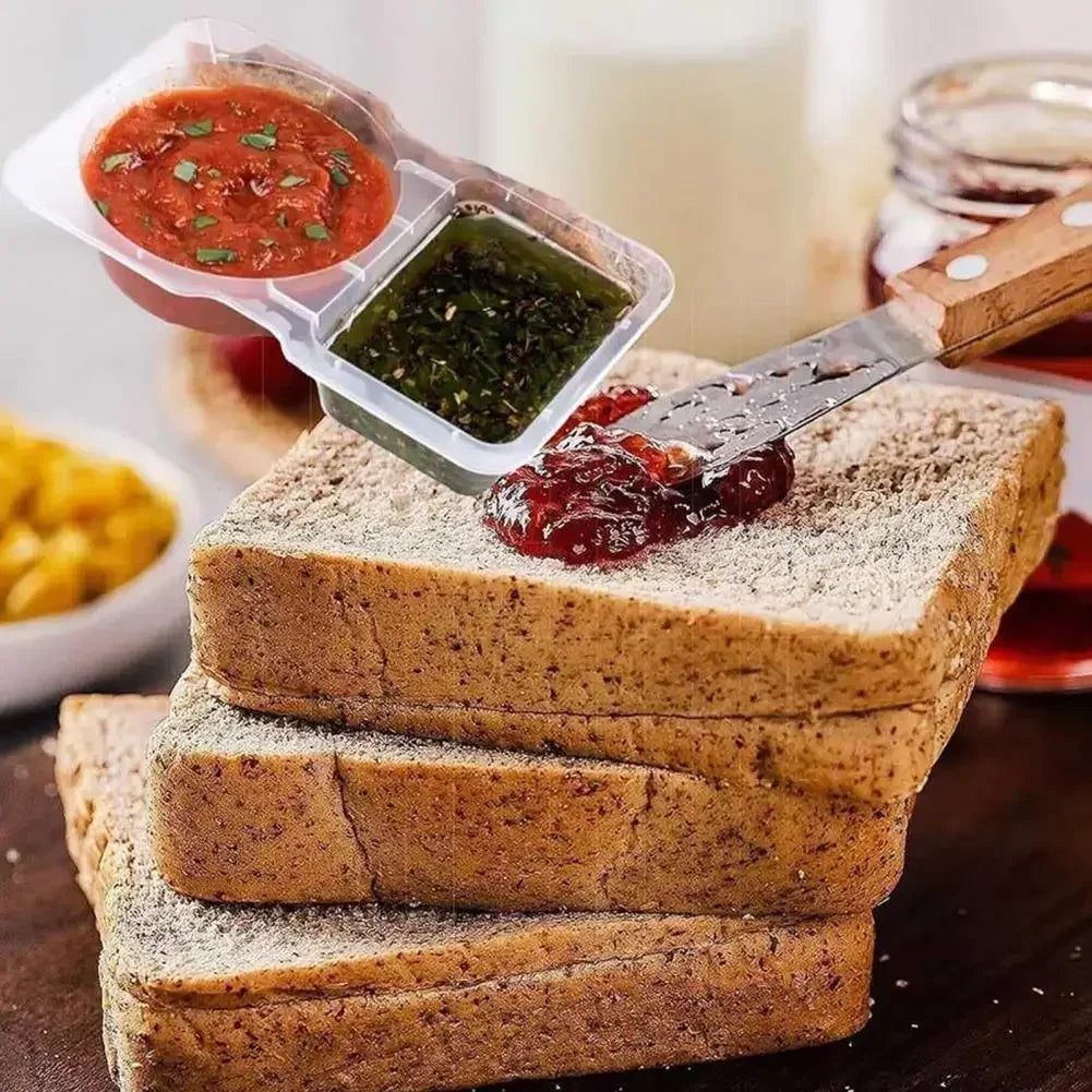 Hot 5/10/20/30Pcs Condiment Container Holder Dual Compartment Spice Box with Lids Reusable Snack Container for Dips Sauce Zpaxo