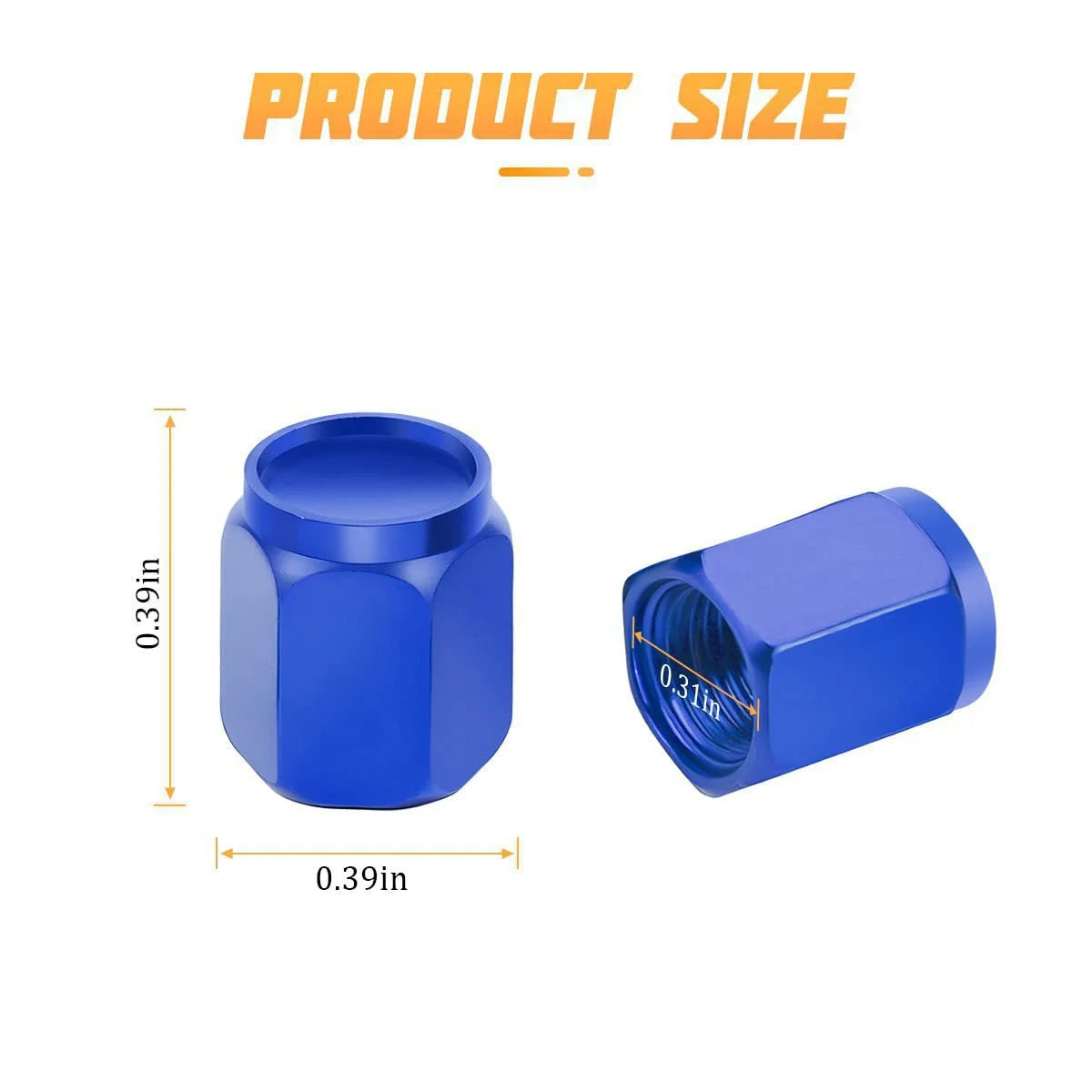 Aluminum Hex Tire Valve Stem Caps – Set of 4, Universal Fit
