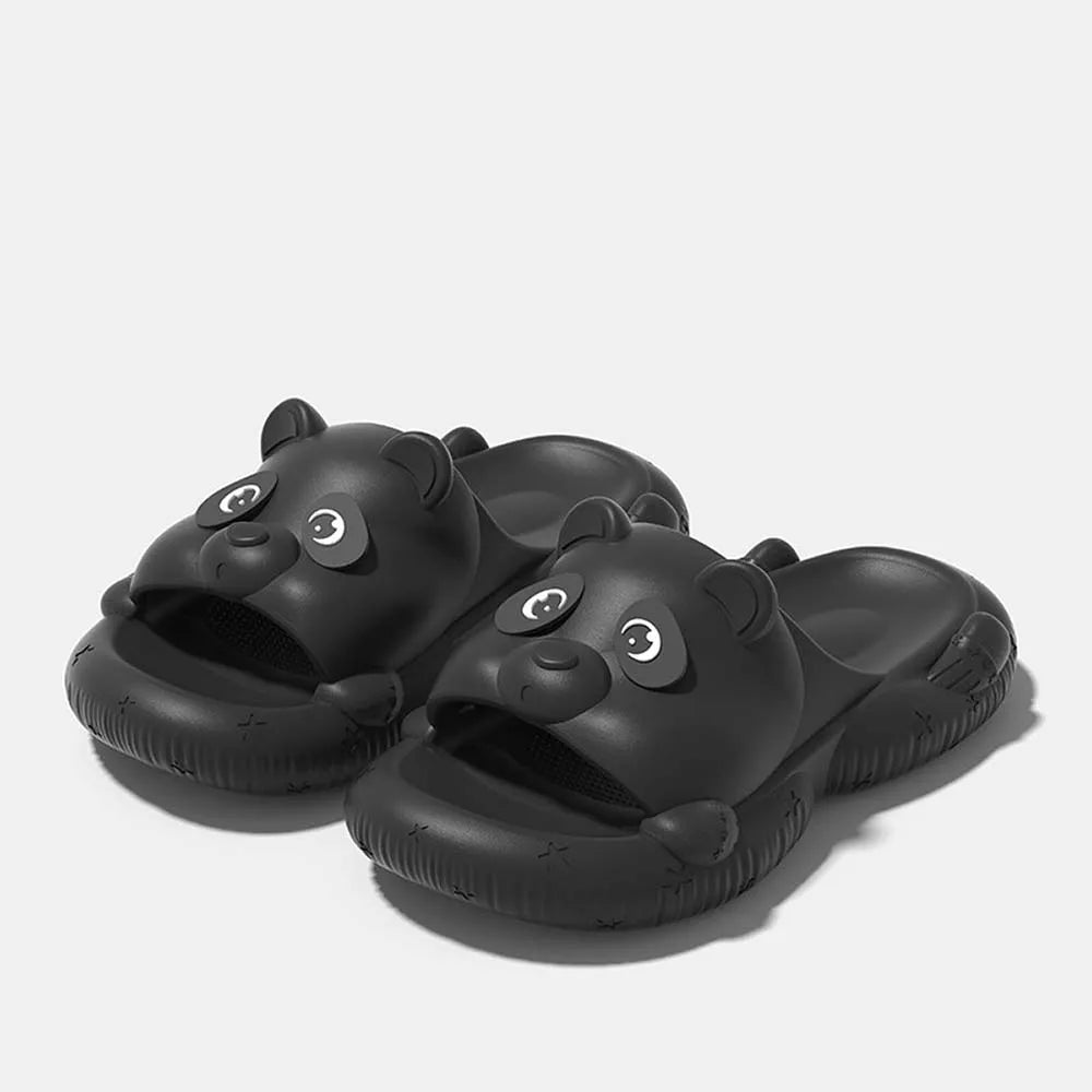 Summer Unisex Cute Cartoon Bear Open Toe Slides EVA Thick Platform