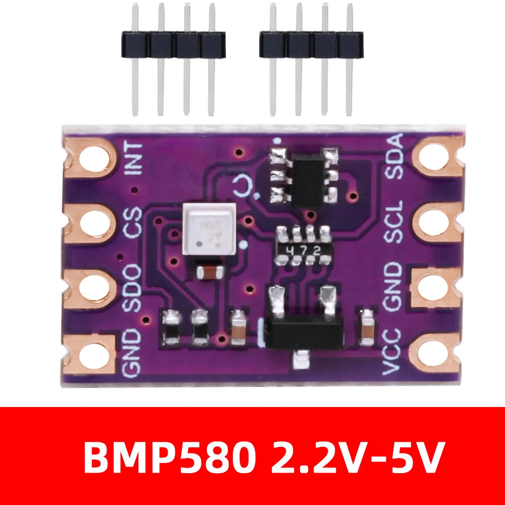 BMP580 High Precision Atmospheric Pressure and Temperature Sensor Module 2.0V-5.5V IIC SPI Compatible with BME280 BMP388 Zpaxo 2.2V-5V 5PCS