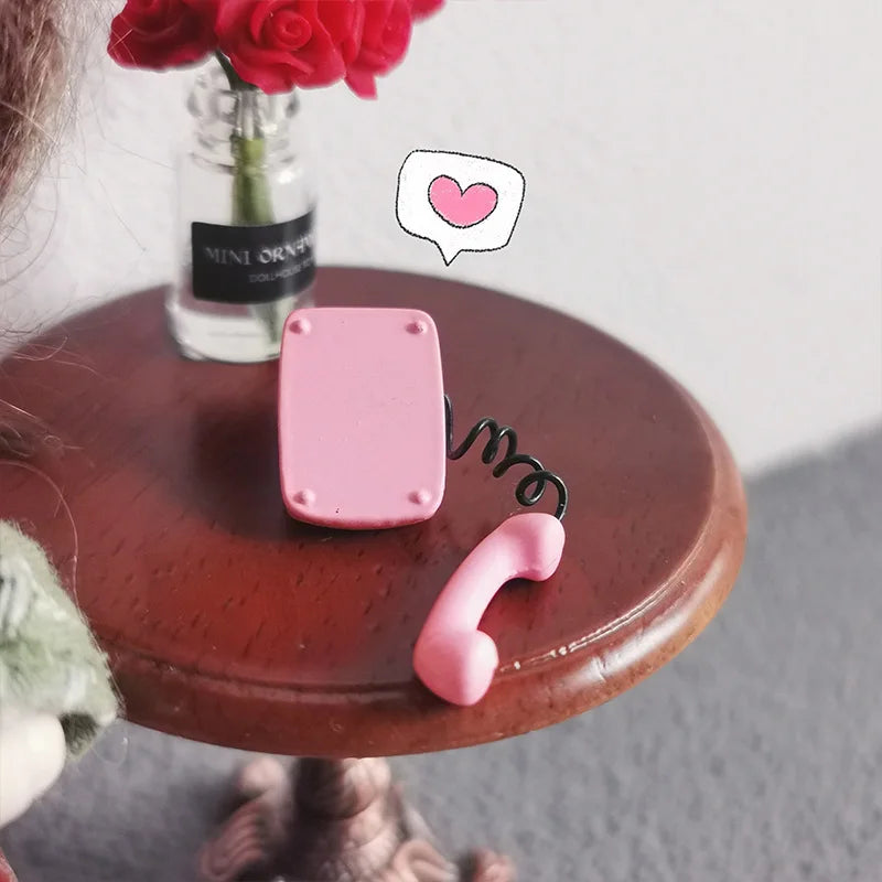 1:12 Miniature Vintage Rotary Telephone – Dollhouse Retro Phone