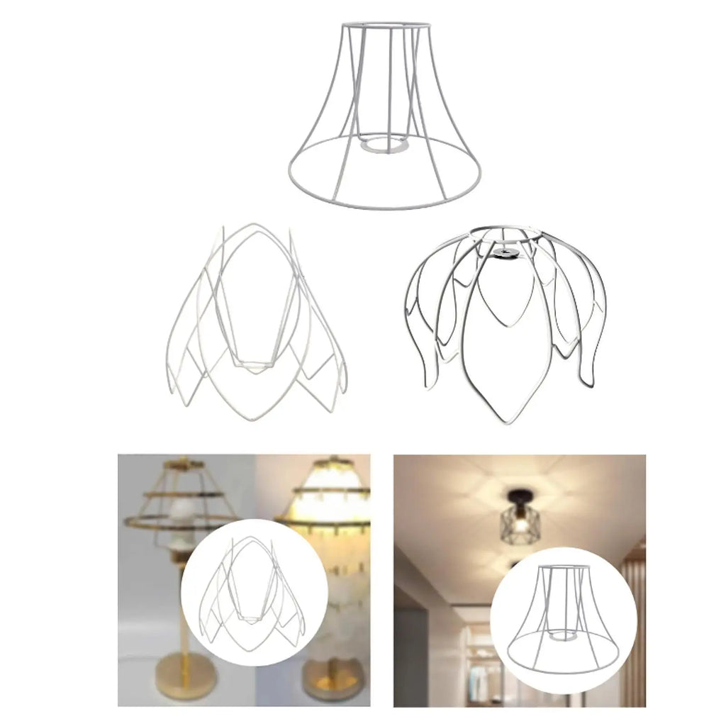 Lamp Cover Lamp Shade Frame Decor Easy Intallation Pendant Bracket Wire Lamp Zpaxo