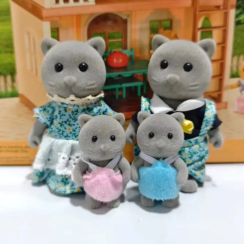 1 12 Simulation Dollhouse Anime Character Toy Cartoon Action Figure Zpaxo Blue Cat Family