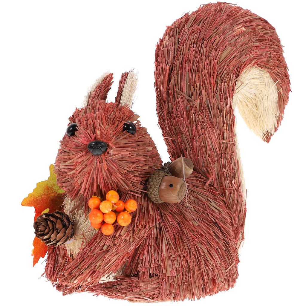 Wooden Squirrel Desktop Ornament Miniature Animal Decor Home Living