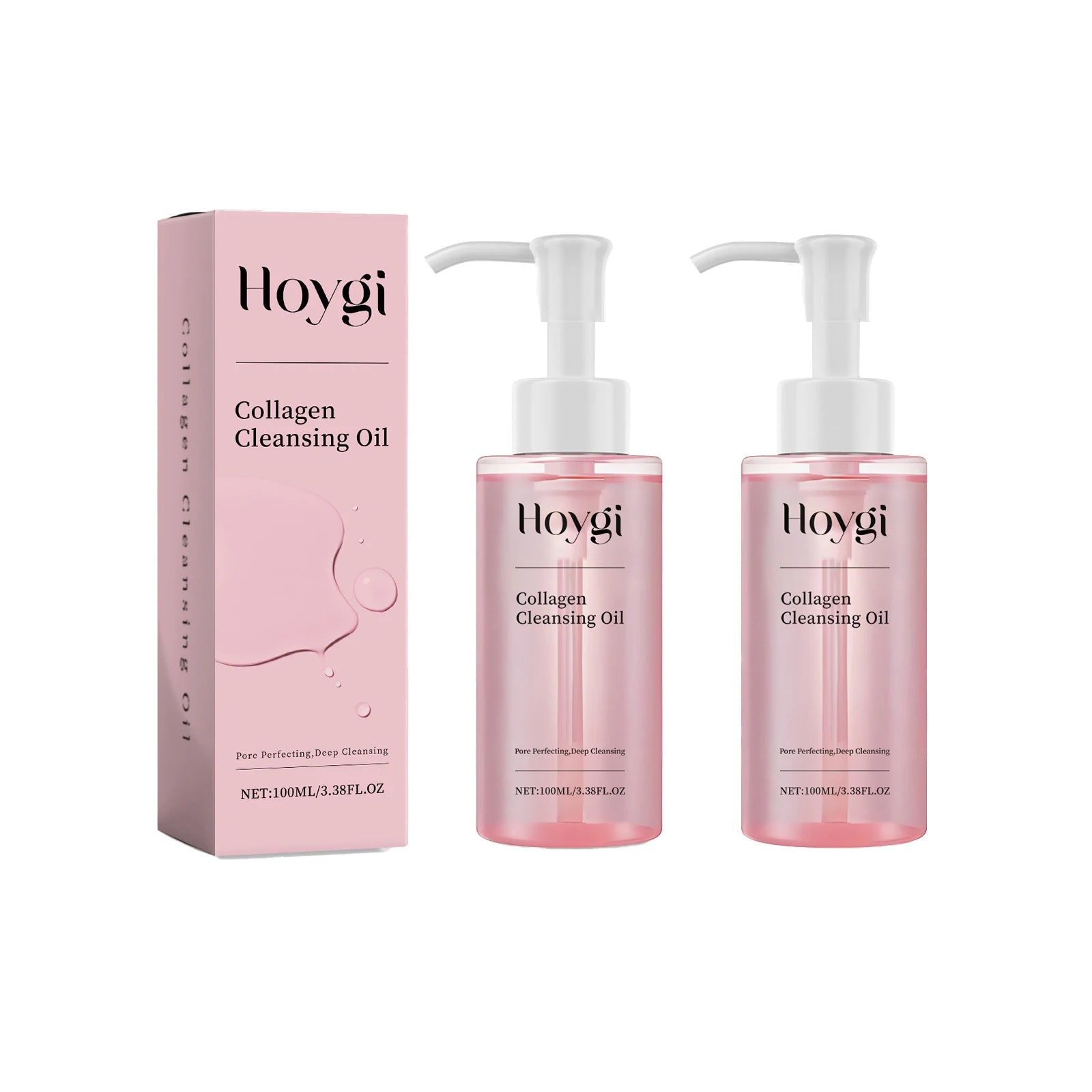 Hoygi 100ml Collagen Infused Makeup Remover Oil Jojoba Fast Emulsifying Gentle Cleansing for Waterproof Makeup Vegan No Residue Zpaxo 2PCS
