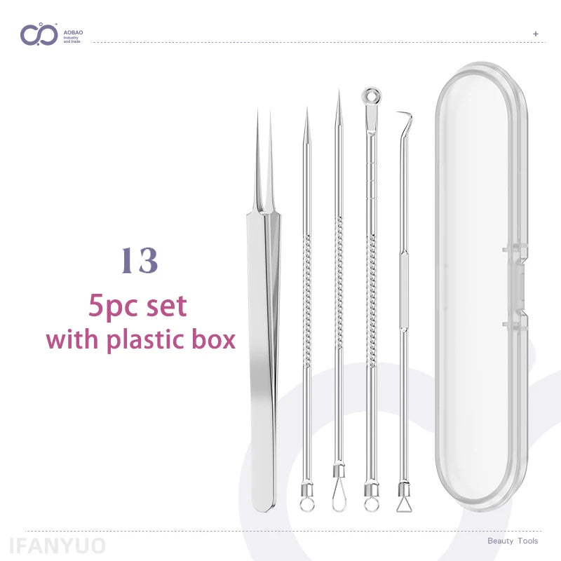 8/5/4PCS Hair Tweezers Acne Blackhead Removal Needles Kit Black Dots Cleaner Pore Cleaner Deep Cleansing Face Skin Care Tools Zpaxo 13
