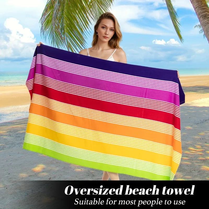 Extra Large Rainbow Stripe Beach Towel Soft Microfiber Quick-dry Wrap