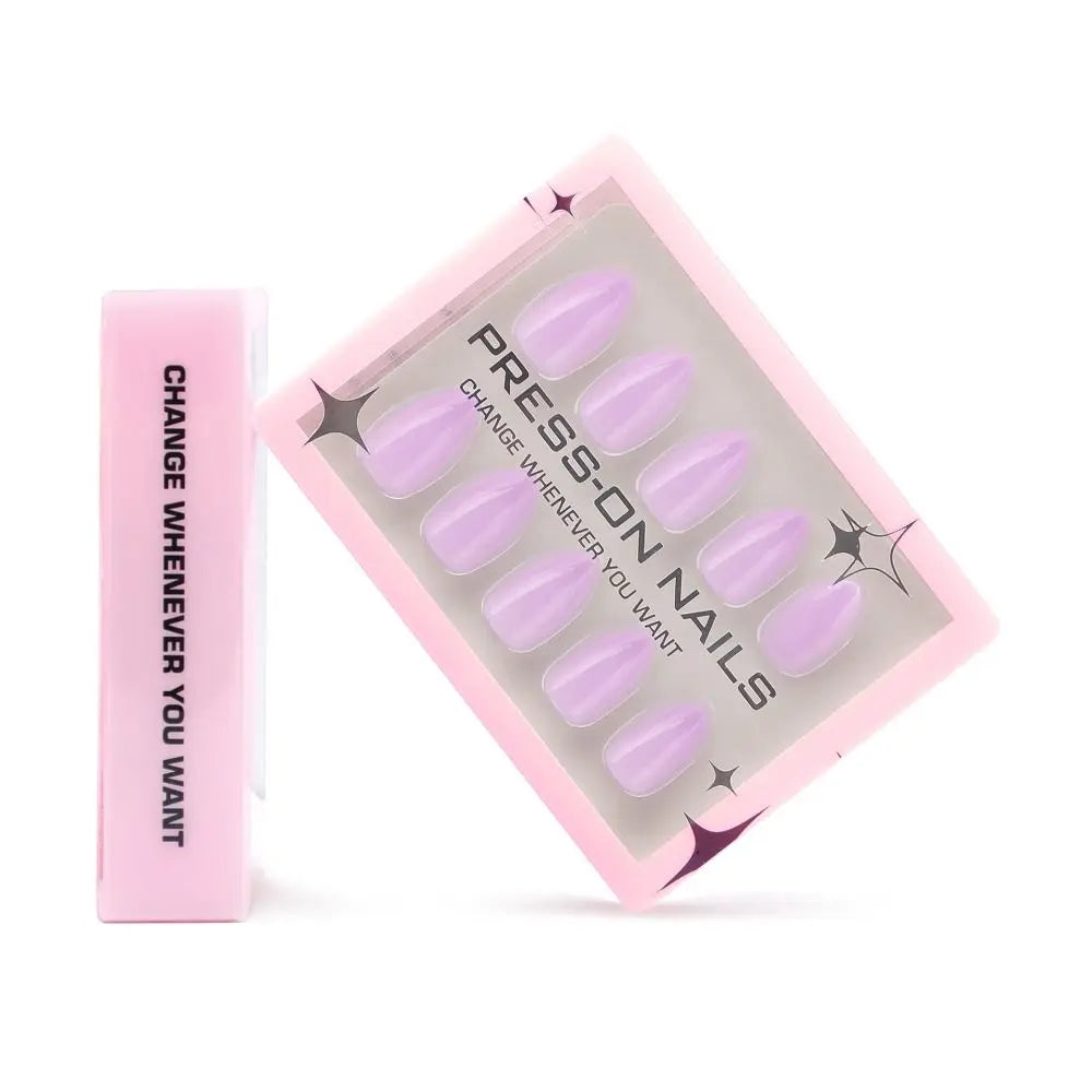 Manicure Long Almond False Nails Simple French Press Solid Detachable Zpaxo