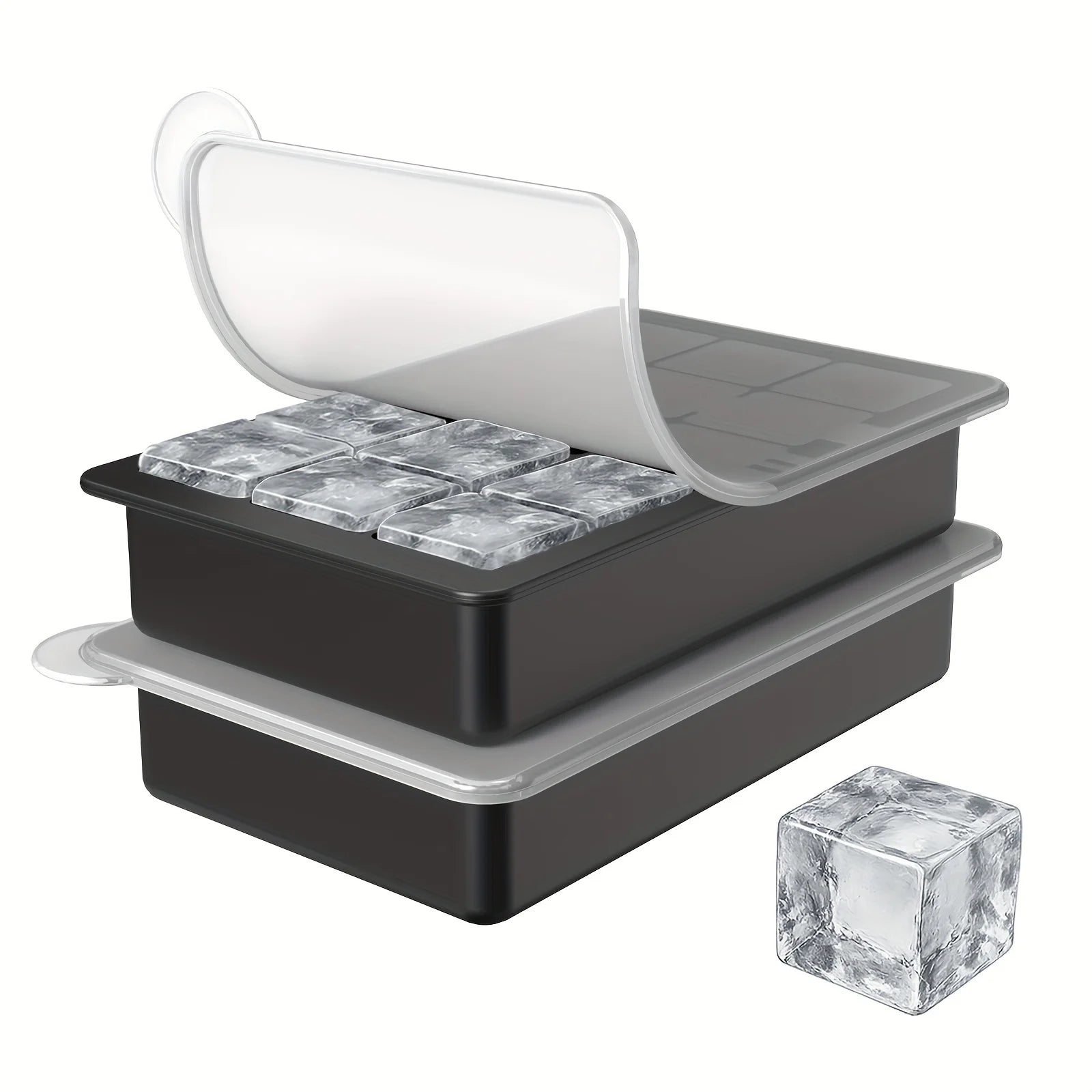 2-Pack Silicone Ice Cube Trays with Lids, Dishwasher Safe Food-Grade Collapsible Molds for Clear Whiskey Ice, Father's Day Gift Zpaxo 15 Grids