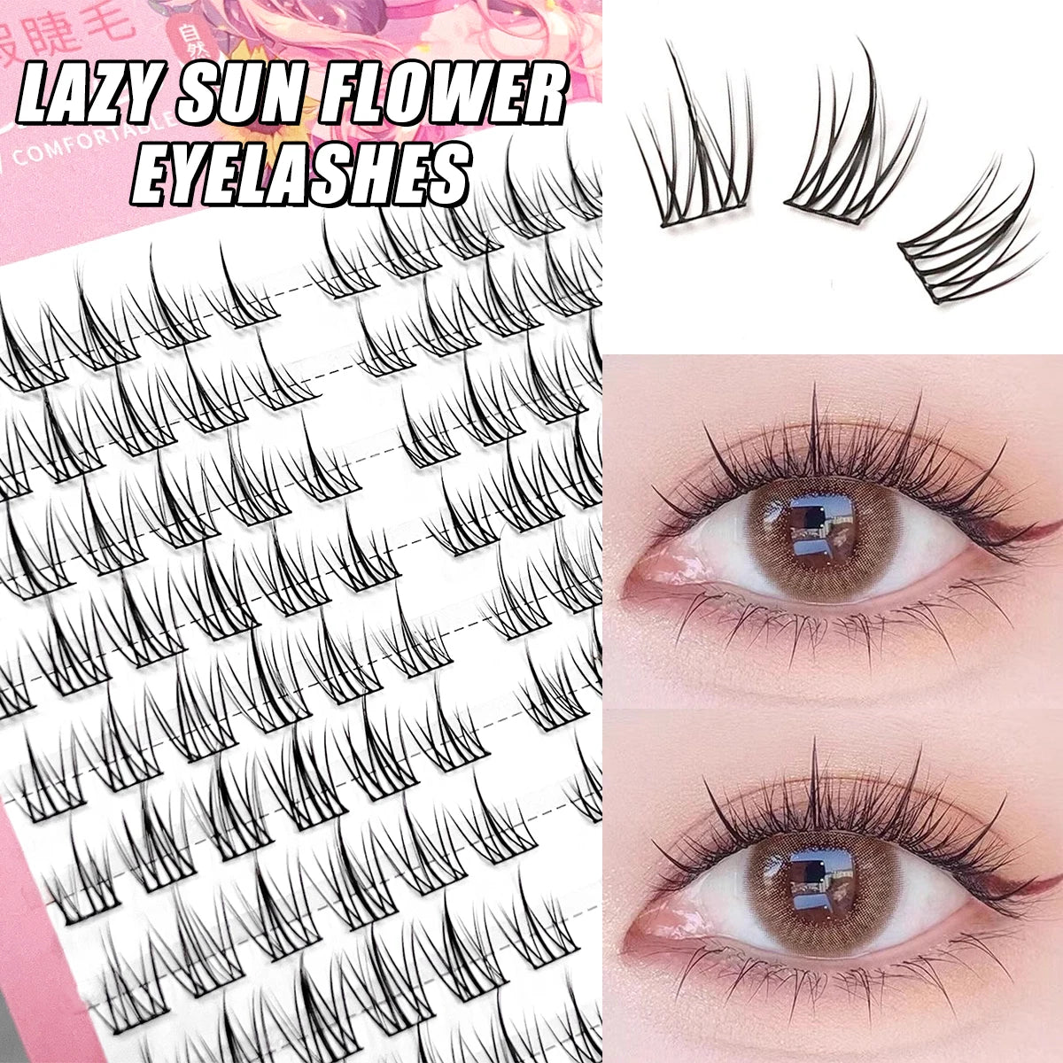 DIY false eyelashes cluster false eyelashes easy to operate for beginners natural curl 3 rows-10 rows perfect holiday gift Zpaxo 03