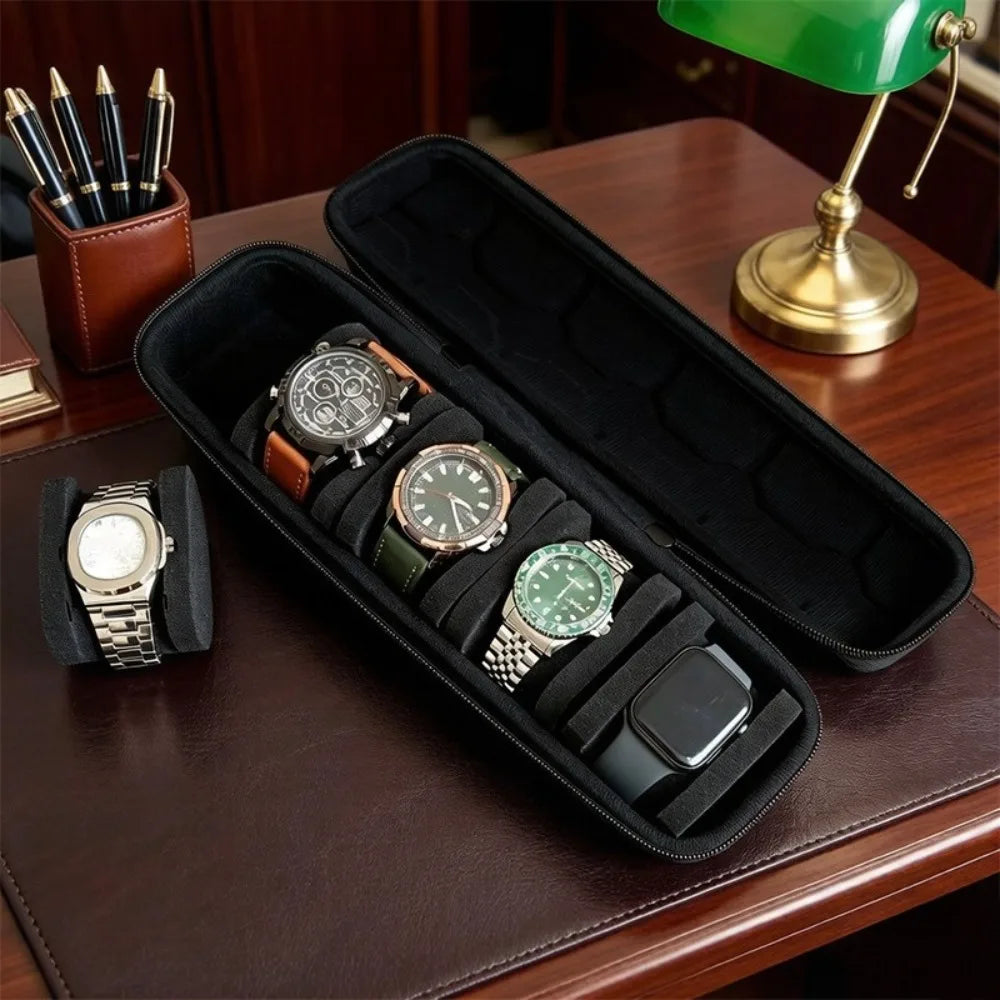 5 Slots Portable Travel Case Watches Featuring Large-capacity Hard