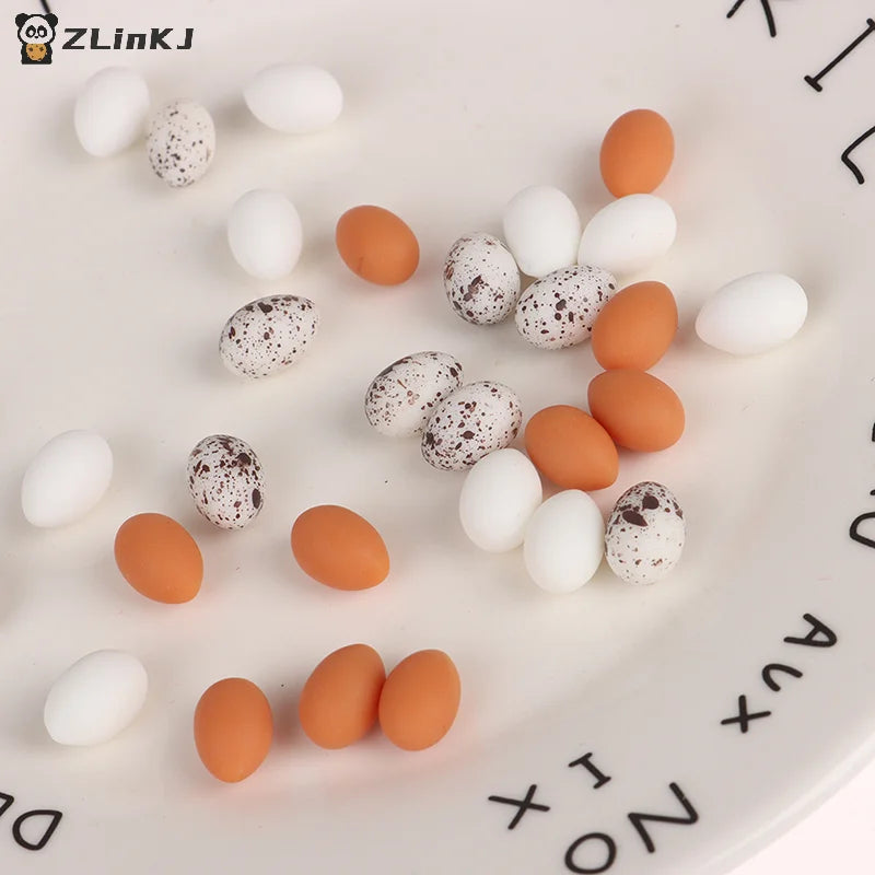 ▶10Pcs Dollhouse Miniature Simulation Eggs Food Model Pretend Play Kitchen Toys Zpaxo