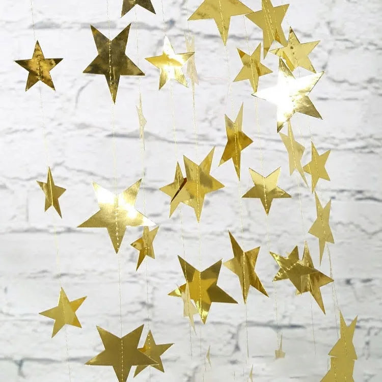 4M Gold Silver Moon Star String Garland Paper Hanging Banner Kids