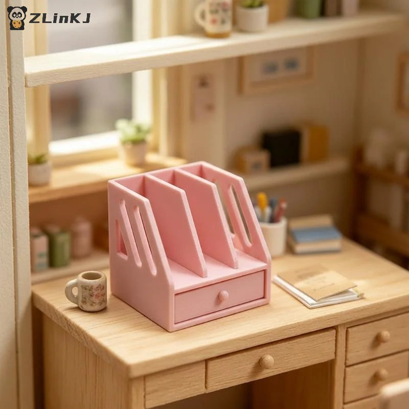 Miniature Desktop Storage File Basket 1 12 Dollhouse Mini Cabinet Zpaxo