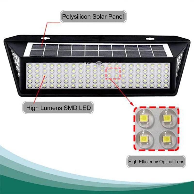 Outdoor Solar Lights 3 Modes Motion Sensor 118 LED Flood Light IP65 Zpaxo