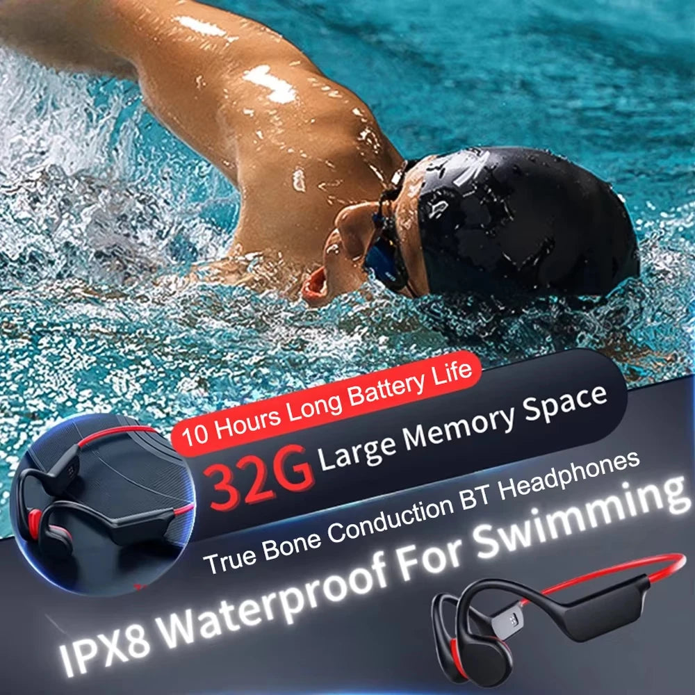 Bone Conduction Headset IPX8 MP3 32GB Bluetooth 5 3 Wireless Swimming