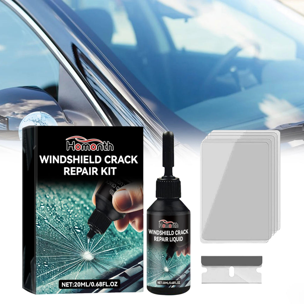 Windshield Chip Repair Kit with 1 Blade 5 Curing Films Glass Repair Liquid for Fixing Chips and Star Shaped Crack Zpaxo