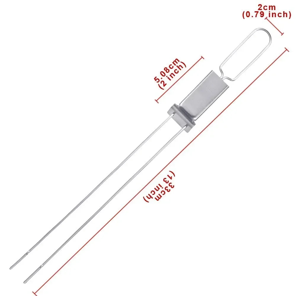 Stainless Steel BBQ Skewer Fork – Double Pin with Push Plate BBQ Skewer Fork Zpaxo 1pc