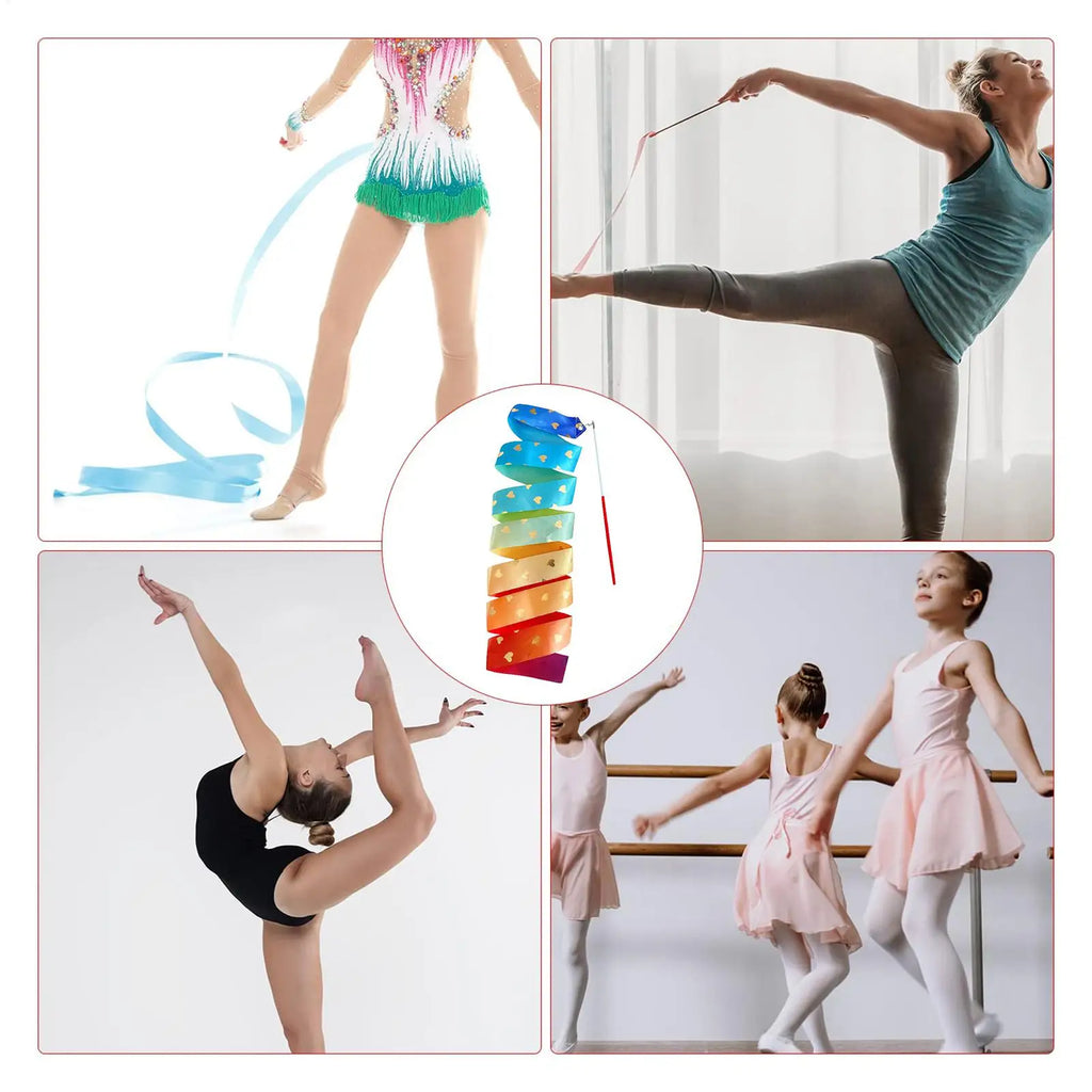 Dance Ribbons For Kids 6.56ft Long Silk Rainbow Streamer Dancing Ribbons For Kids Goodie Bags Stuffers Kids Gymnastics Band Zpaxo